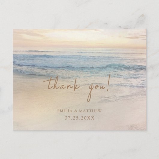 Carte Postale Sunset Beach Wedding Thank you Postcard (Devant)