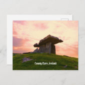 Carte Postale Sunset Comté Clare Dolmen (Devant / Derrière)
