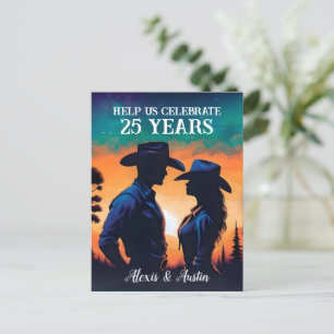 Carte Postale Sunset Cowboy et Cowgirl 25e anniversaire