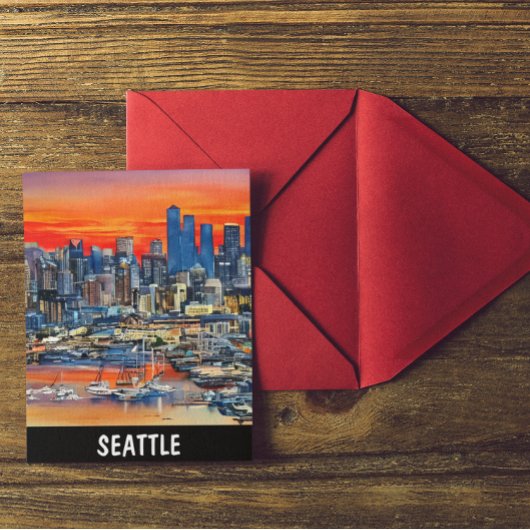 Carte Postale Sunset de Seattle Washington City