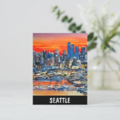 Carte Postale Sunset de Seattle Washington City (Debout devant)