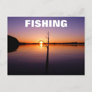 Carte Postale Sunset on a summer lake seen through a fishing rod