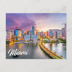 Carte Postale Sunset Over Miami, Floride, États-Unis