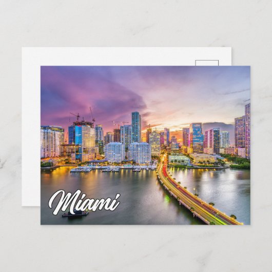 Carte Postale Sunset Over Miami, Floride, États-Unis (Devant / Derrière)