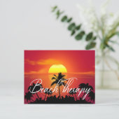 Carte Postale Sunset Palm Tree Beach Therapy Summer Sun (Debout devant)