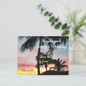 Carte postale "Sunset Palms" pour annoncer une dat (Debout devant)