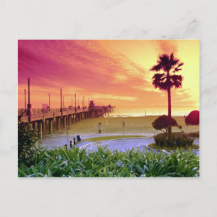 Carte Postale Sunset, quai Huntington Beach, Californie, États-U
