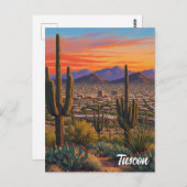 Carte Postale Sunset Tuscon Skyline Arizona Travel (Devant / Derrière)