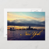 Carte postale Sunset Waterfront New York (Devant / Derrière)