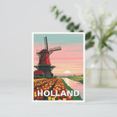 Carte Postale Sunset Windmill Holland Pays-Bas (Debout devant)