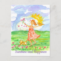Sunshine et Bonheur Fille Chien Inspirationnel