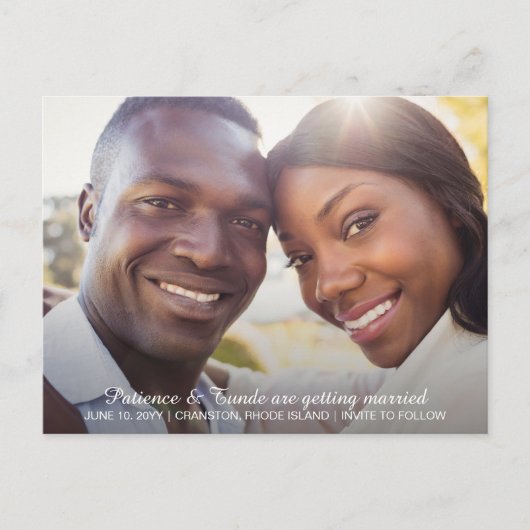 Carte Postale Sunshine Joy Photo Wedding Enregistrer la date (Devant)