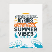 Carte Postale Sunshine & Joyrides - Citation De Vibes D'Été Sans (Devant)