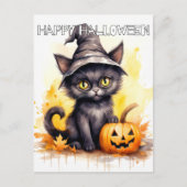 Carte Postale Super Adorable Petit Chat Halloween (Devant)