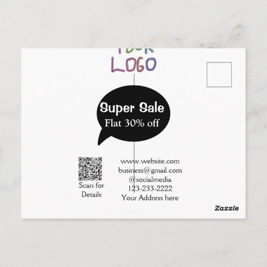 Carte Postale super affaire entreprise remise scannez le code QR (Dos)