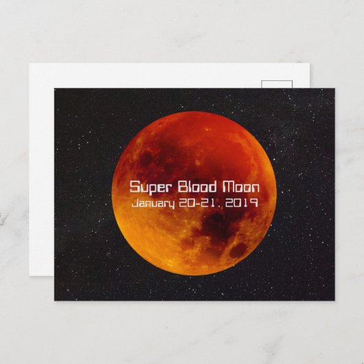 Carte Postale Super Blood Moon Eclipse 2019 (Devant / Derrière)