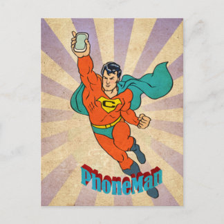 Carte Postale Super Cell Phone Man