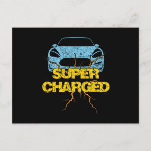 Carte Postale Super Charged Electric Car Automobile Vehicle Gift