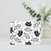 Carte postale Super Chat noir & blanc (Debout devant)