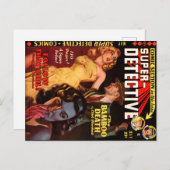 Carte Postale Super Détective #2 mai 1950 | Cool Noir Art (Devant / Derrière)