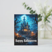 Carte Postale Super Éffrayant Happy Halloween Haunted House (Debout devant)
