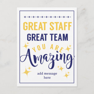 Carte Postale Super Équipe Super Personnel Merci Signe Employé