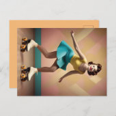 Carte Postale "Super Glide : rythmes rétro sur roues de patinage (Devant / Derrière)