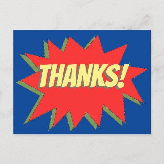 Carte postale Super hero Comic Thanks (Devant)