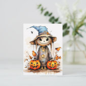Carte Postale Super mignon Halloween Scarecrow (Debout devant)