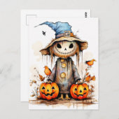 Carte Postale Super mignon Halloween Scarecrow (Devant / Derrière)
