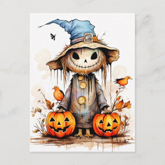 Carte Postale Super mignon Halloween Scarecrow (Devant)