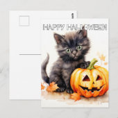 Carte Postale Super mignonne Little Halloween Kitten (Devant / Derrière)