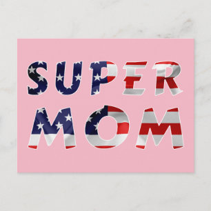 Carte Postale Super Mom and the American Flag