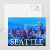 Carte Postale Super Moon se lève près de Seattle skyline (Devant / Derrière)