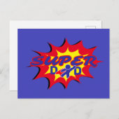 Carte Postale Super Papa Héros Bande Dessinée Fête des Pères (Devant / Derrière)