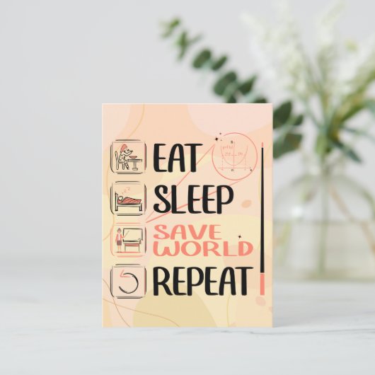 Carte Postale Super professeur de mathématiques sauve le monde. (Debout devant)