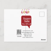 Carte Postale super promotion entreprise réduction scan code QR (Dos)