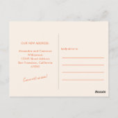 Carte Postale Super Retro Rose Orange Déplacé Nouvelle adresse (Dos)