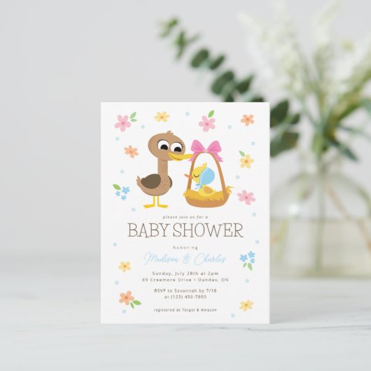 Carte Postale Super simple | 5 Baby shower Garçon Petit Canards (Debout devant)