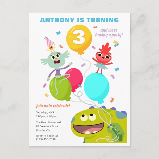 Carte Postale Super Simple | Anniversaire Confetti Rhymington (Devant)