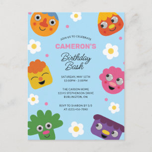 Carte Postale Super Simple Anniversaire Fleurs Bleues Noodle &