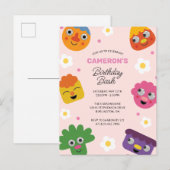 Carte Postale Super Simple | Anniversaire Fleurs Roses Noodle & (Devant / Derrière)