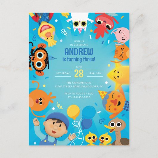 Carte Postale Super Simple Confettis de personnages pour anniver (Devant)