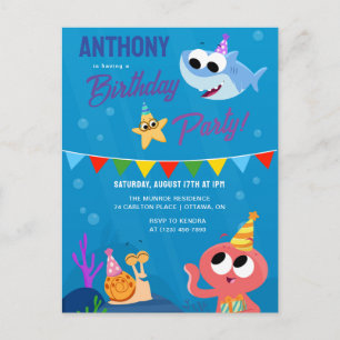 Carte Postale Super simple Finny Shark Ocean Anniversaire