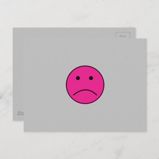 CARTE POSTALE SUPER TRISTE VISAGE ROSE CHAUD ÉMOTIONS CONFUS L P (Devant / Derrière)