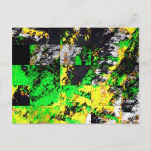 Carte Postale Superbe Artwork Abstrait Jaune Vert
