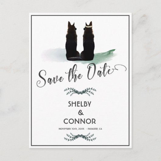 Carte Postale Superbe berger allemand Mariage Silhouette (Devant)