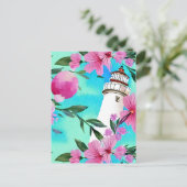 Carte Postale Superbe phare blanc Floral (Debout devant)