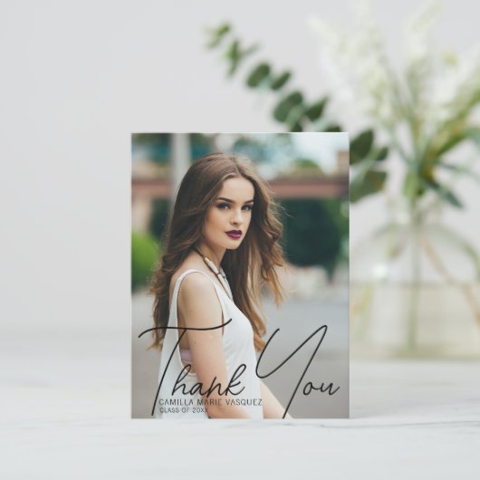 Carte Postale Superbe script de remerciement pour photo de remis (Debout devant)