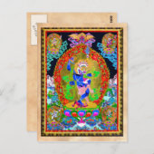 Carte Postale Superbe thangka tibétain oriental Simhavaktra Daki (Devant / Derrière)